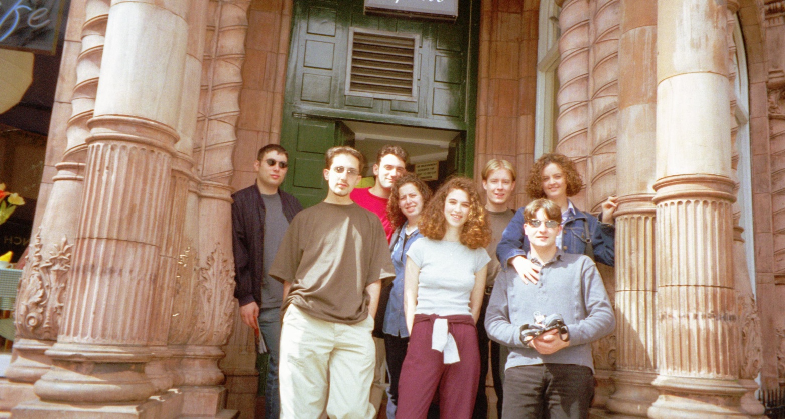 Group photo outside our hostel - from left to right: Benji, Ashley, Dan, Sara, Emma, Marc, Oli and Becky